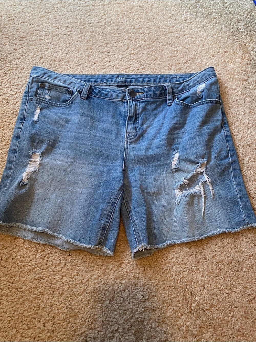 a.n.a Light Blue Distressed Denim Shorts